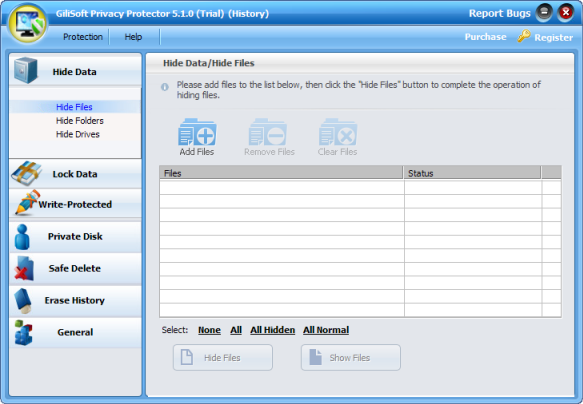 Click to view GiliSoft Privacy Protector 4.0.5 screenshot