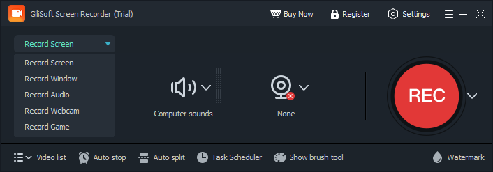 Select a full screen, window, or region to record