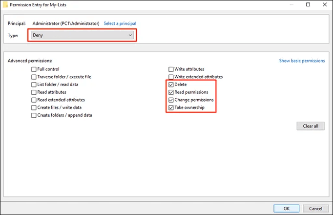 Edit advanced delete permissions used by folder rename operations