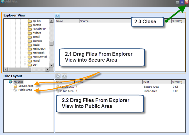 Add a folder to the secure or public area in GiliSoft Secure Disc Creator